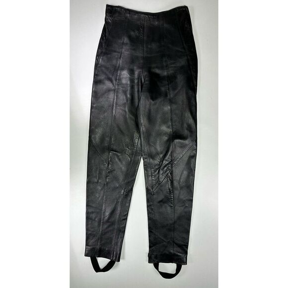 Wilsons Leather Pants - Vintage‎ Wilson Leather Black Side Zip Pants With Stirups Womens Size 4